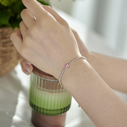 [Love's Uplift]0.5 Carat Elegant Romantic Heart Shape Lover Bracelet