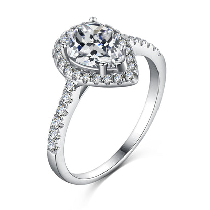 [Love's Uplift]1.0 Carat Luxurious Resplendent Water Drop Shape Wedding Ring