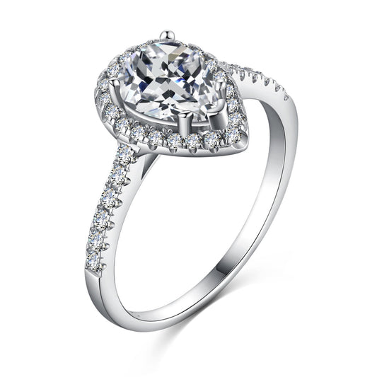 [Love's Uplift]1.0 Carat Luxurious Resplendent Water Drop Shape Wedding Ring