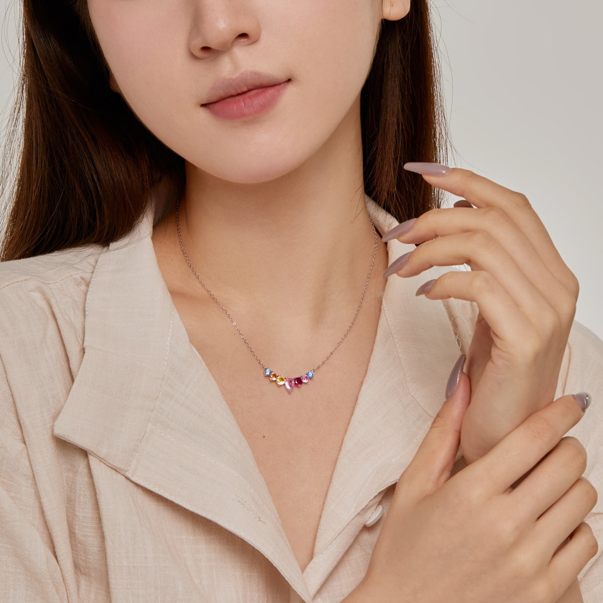 [Love's Uplift]Dainty Colorful Heart Necklace