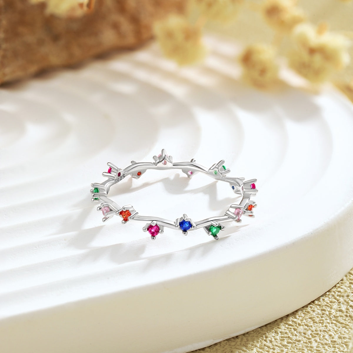 [Love's Uplift]Radiant Colorful Round Cut Daily Ring