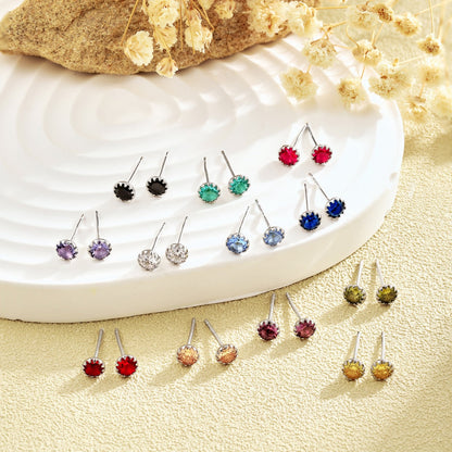 [Love's Uplift]Sparkling Colorful Round Shape Earrings