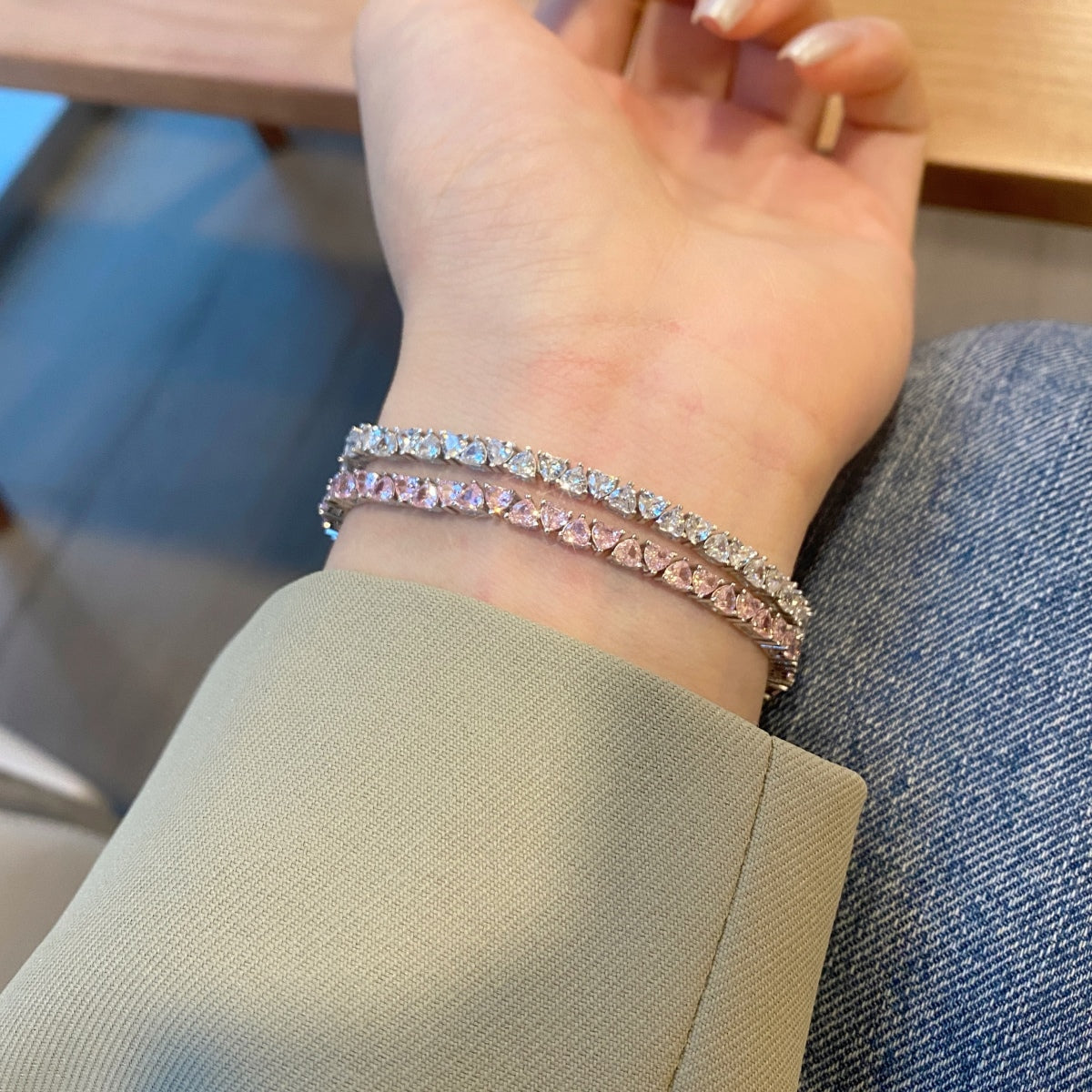 [Love's Uplift]Dazzling Romantic Heart Shape Lover Bracelet