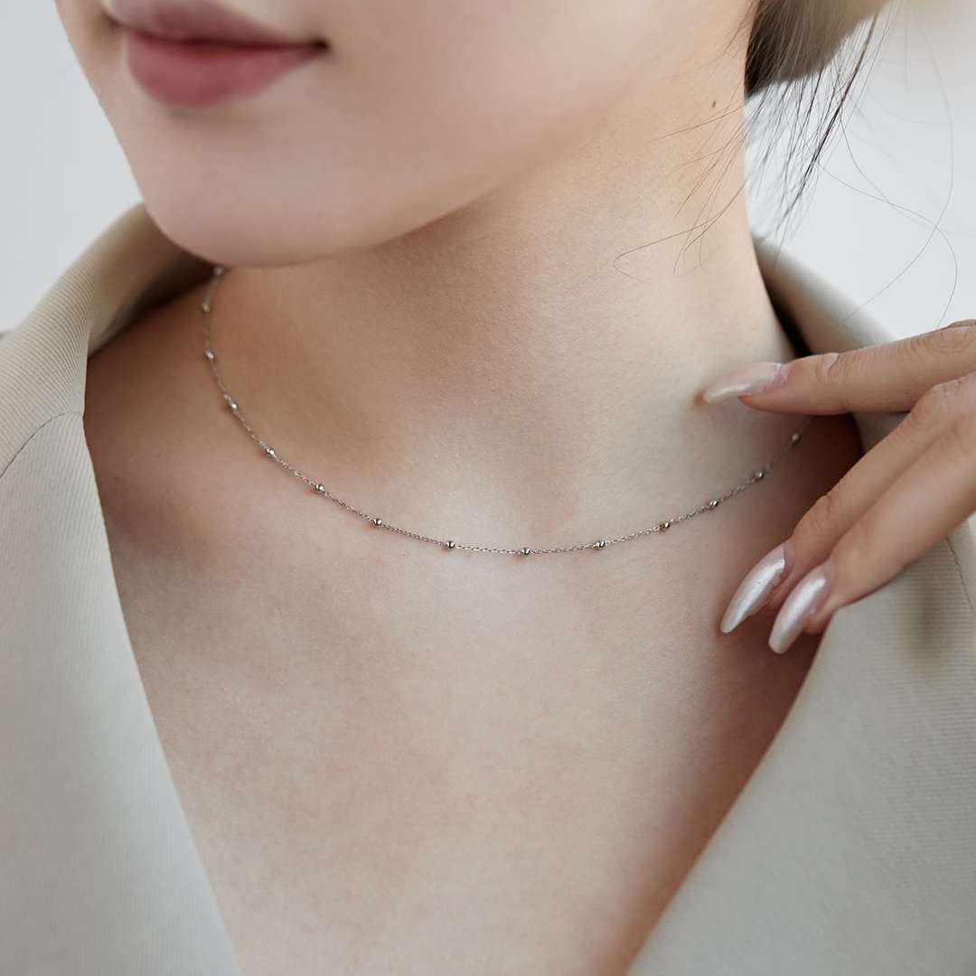 [Love's Uplift]Small Bead Clavicle Chain Simple Necklace
