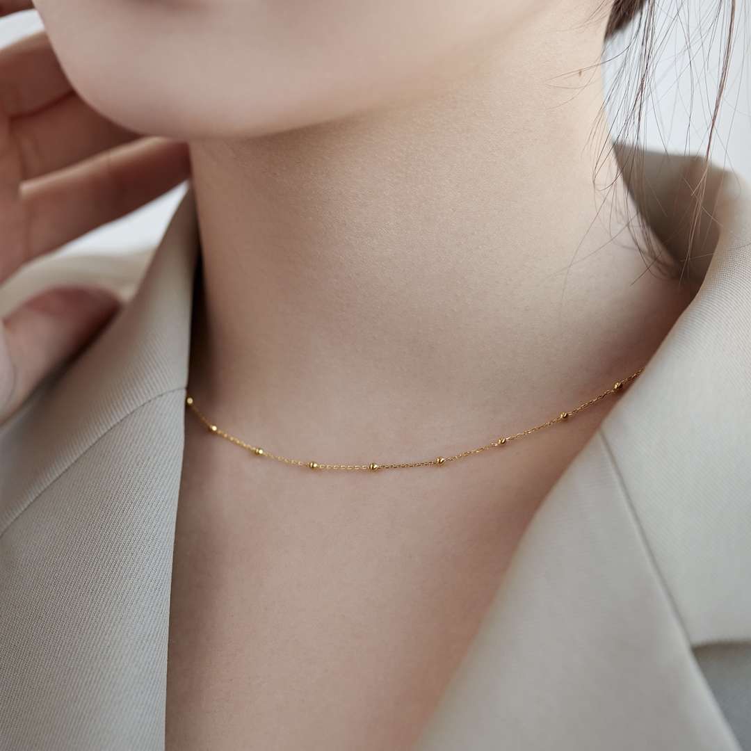 [Love's Uplift]Small Bead Clavicle Chain Simple Necklace