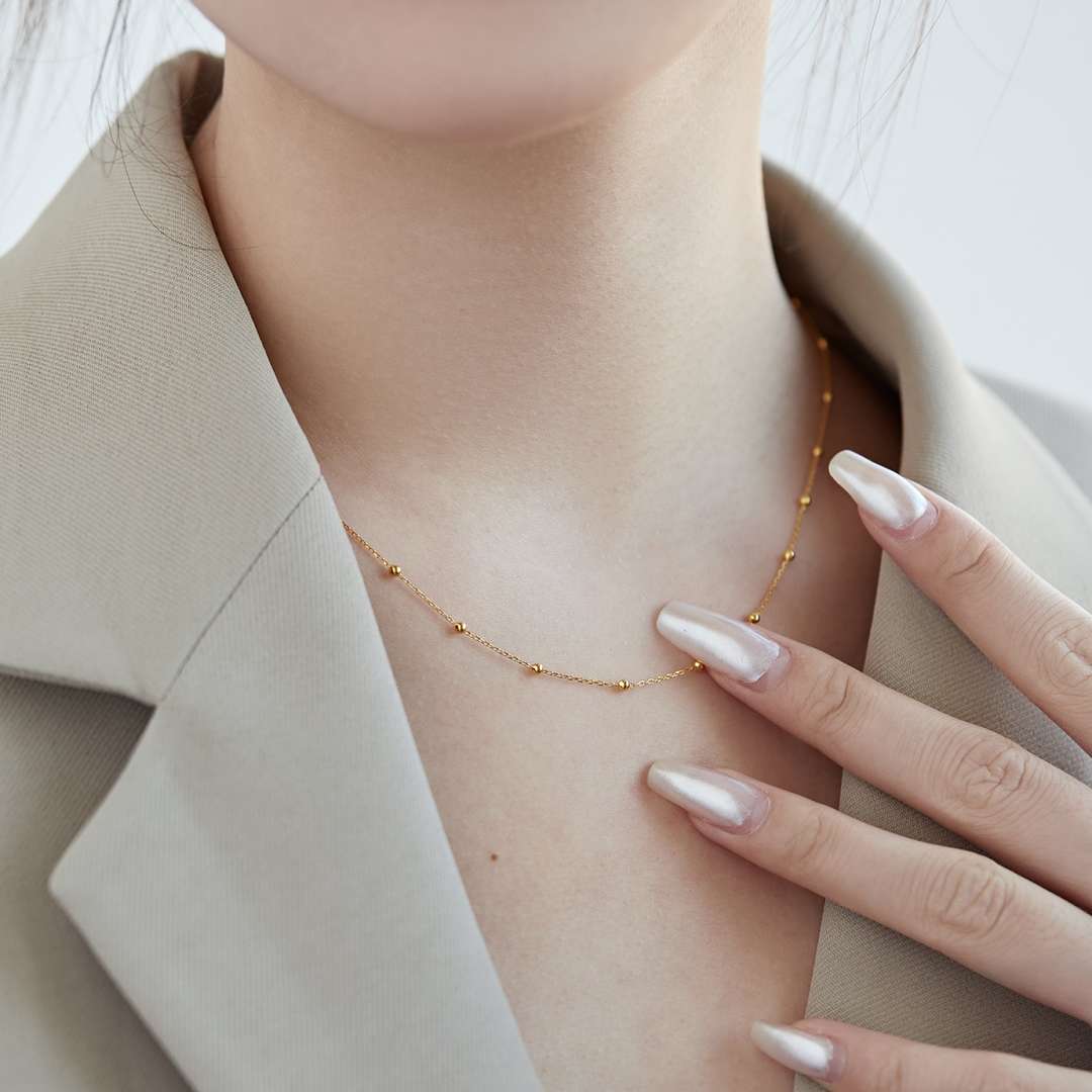 [Love's Uplift]Small Bead Clavicle Chain Simple Necklace