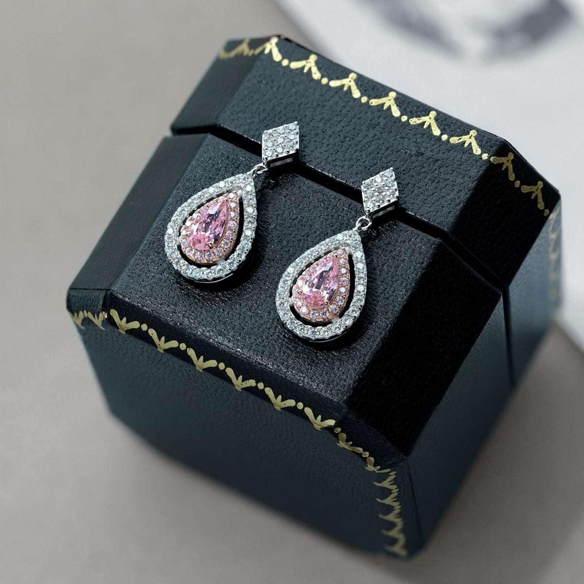 [Love's Uplift]Ornate Delicate Water Drop Shape Banquet Earrings