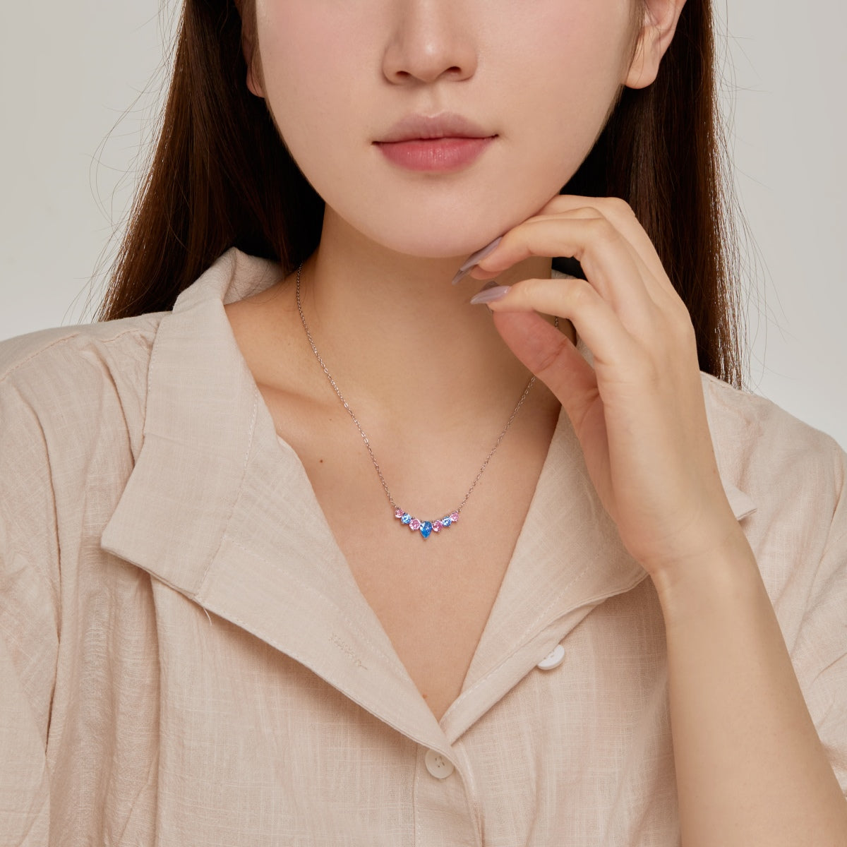 [Love's Uplift]Dainty Colorful Heart Necklace