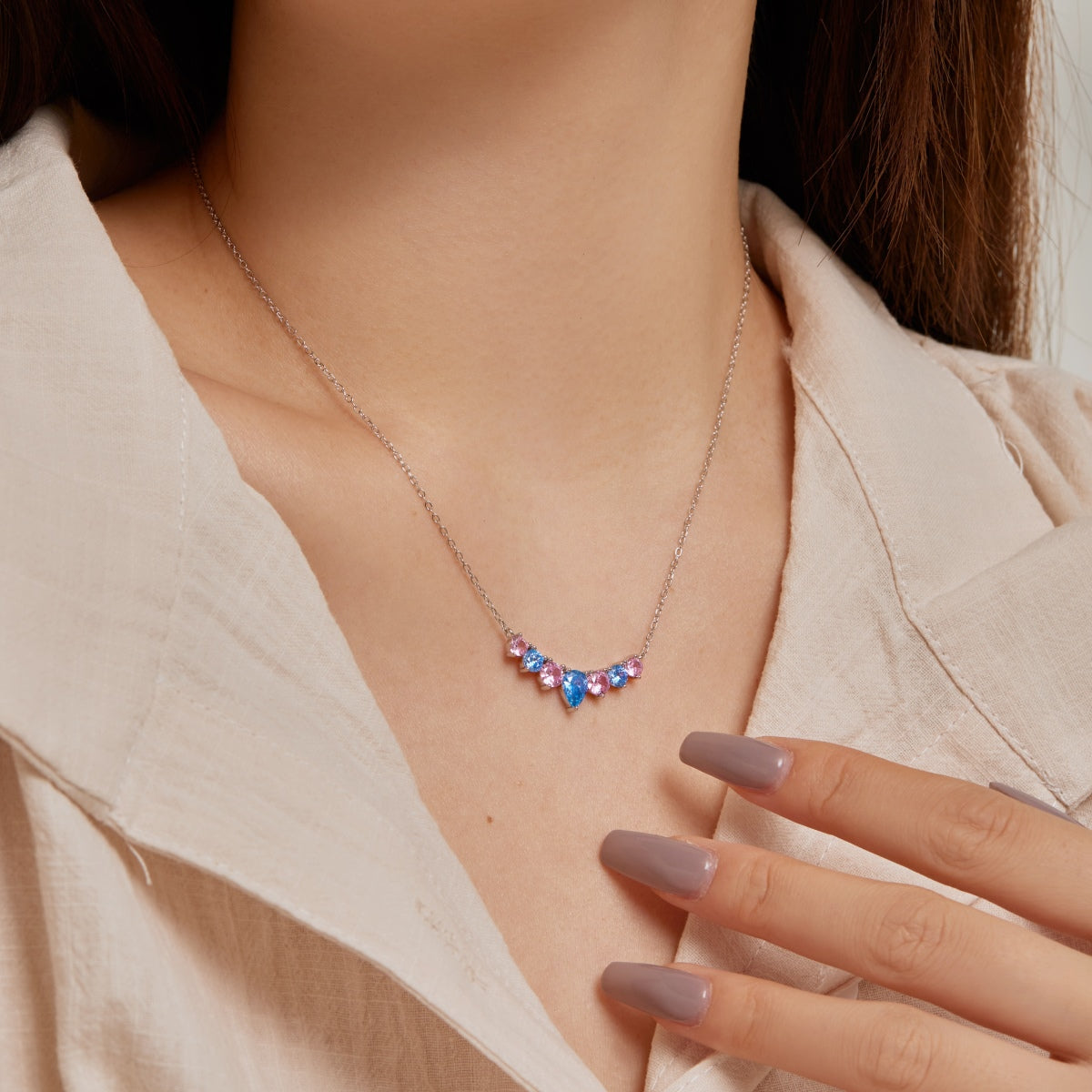 [Love's Uplift]Dainty Colorful Heart Necklace