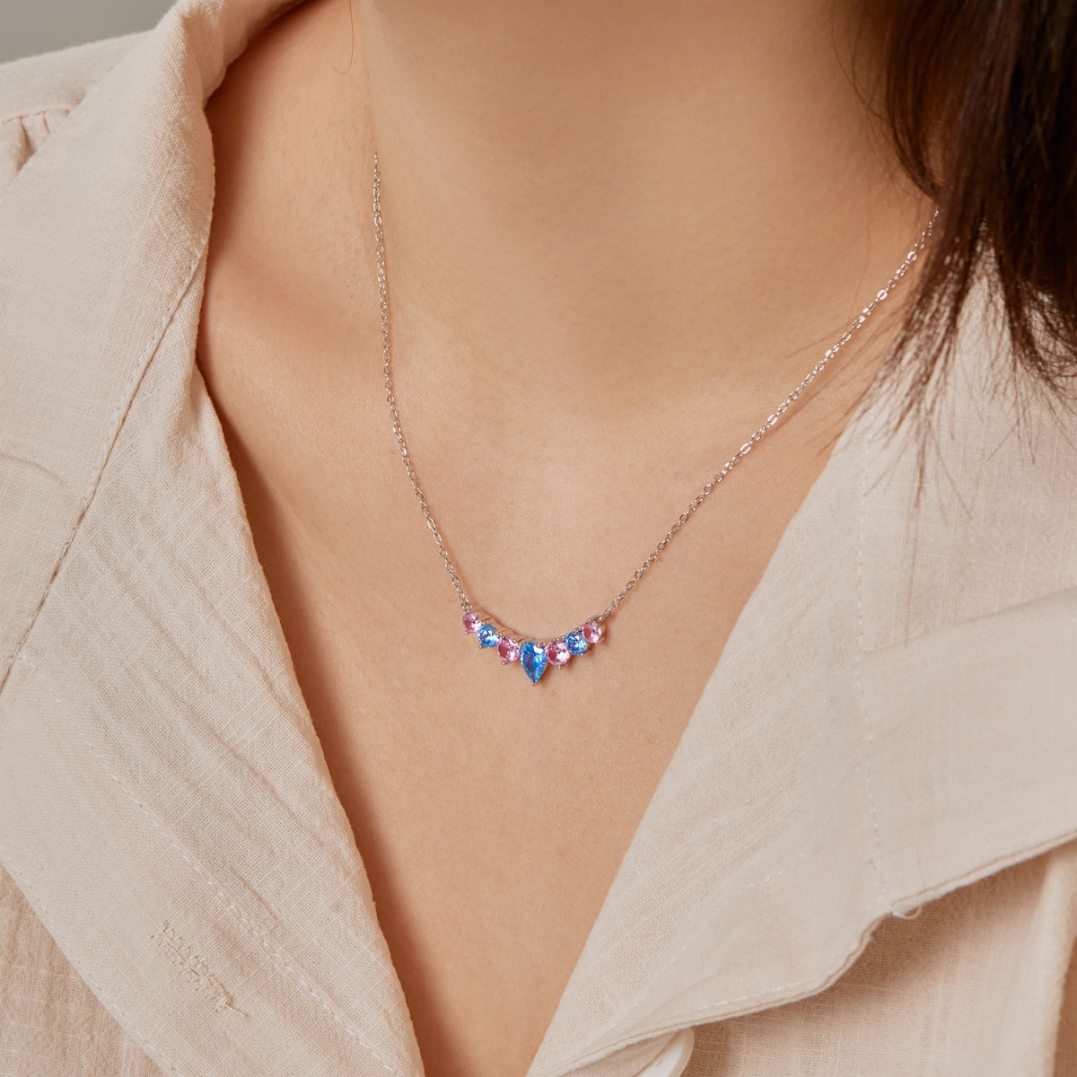 [Love's Uplift]Dainty Colorful Heart Necklace