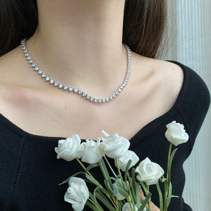 [Love's Uplift]Ornate Heart Cut Tennis Necklace