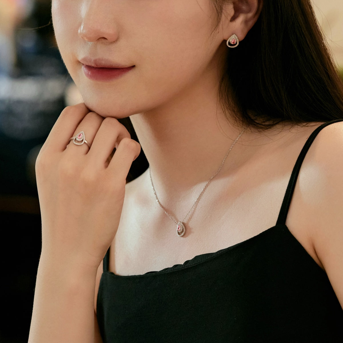[Love's Uplift]Sparkling Delicate Water Drop Shape Daily Earrings