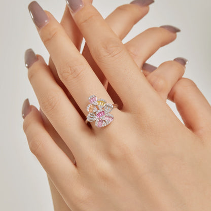 [Love's Uplift]Sparkling Colorful Water Drop Shape Daily Ring