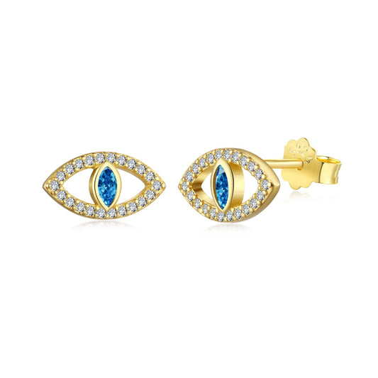 [Love's Uplift]Blue Devil Eyes Hollow Stud Earrings