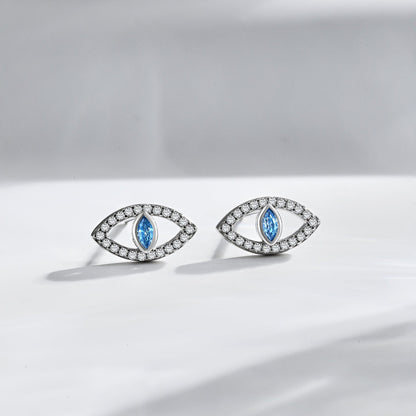 [Love's Uplift]Blue Devil Eyes Hollow Stud Earrings