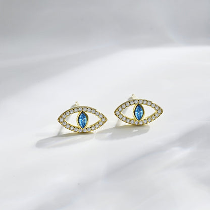 [Love's Uplift]Blue Devil Eyes Hollow Stud Earrings