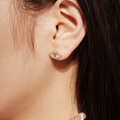 [Love's Uplift]Blue Devil Eyes Hollow Stud Earrings