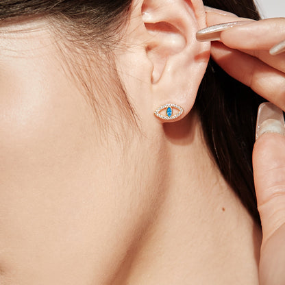 [Love's Uplift]Blue Devil Eyes Hollow Stud Earrings