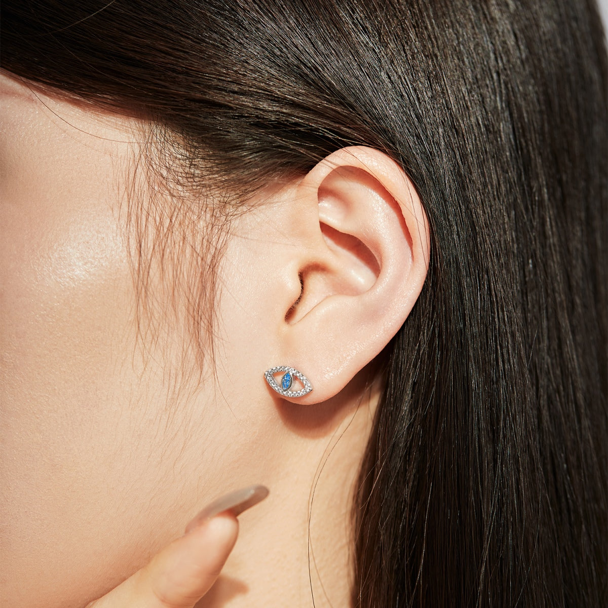 [Love's Uplift]Blue Devil Eyes Hollow Stud Earrings