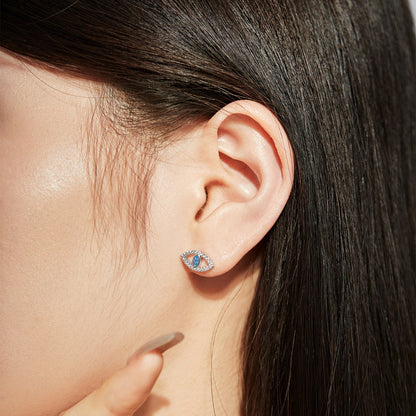 [Love's Uplift]Blue Devil Eyes Hollow Stud Earrings