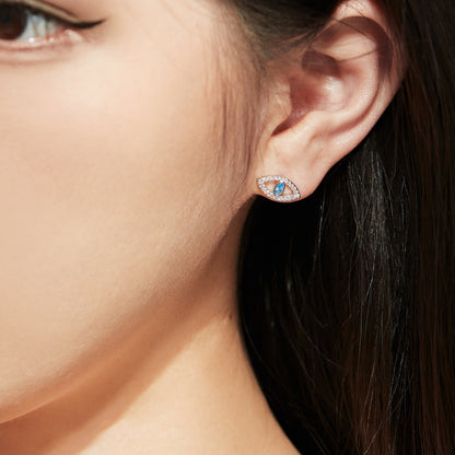 [Love's Uplift]Blue Devil Eyes Hollow Stud Earrings