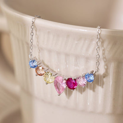 [Love's Uplift]Dainty Colorful Heart Necklace