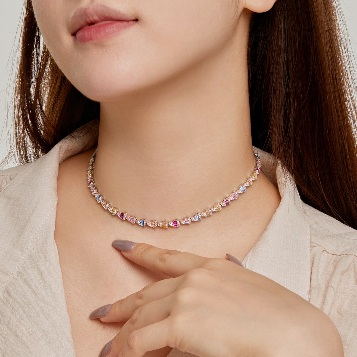 [Love's Uplift]Radiant Colorful Rainbow Necklace