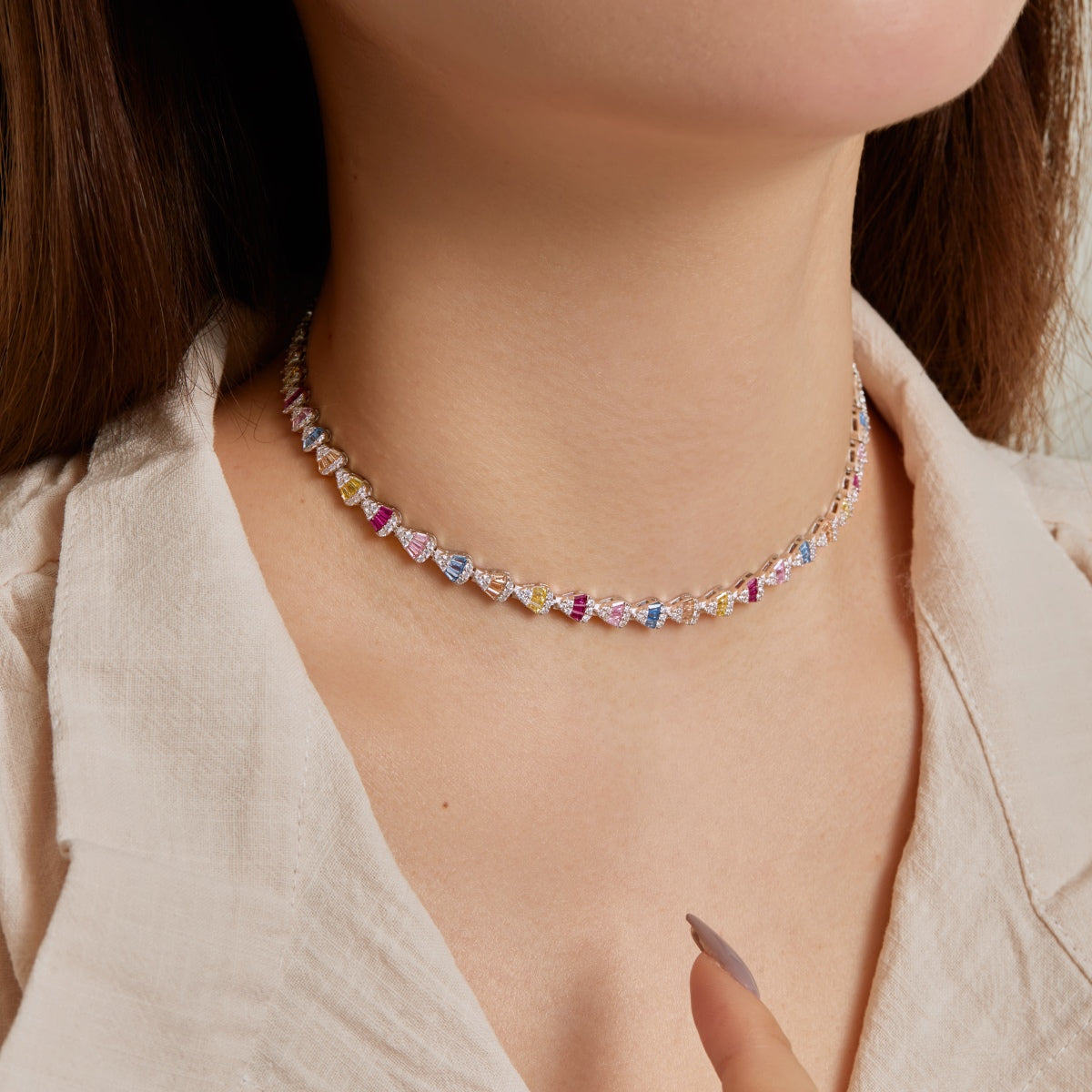[Love's Uplift]Radiant Colorful Rainbow Necklace