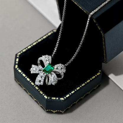 [Love's Uplift]Luxurious Flower Shape Emerald Cut Necklace