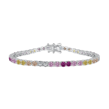 [Love's Uplift]Radiant Colorful Round Cut Tennis Bracelet
