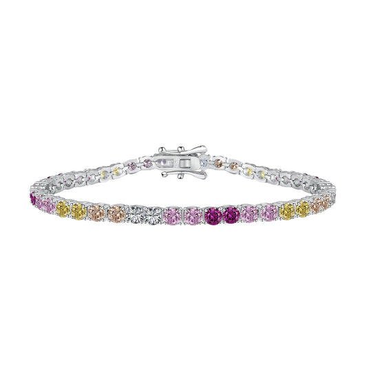 [Love's Uplift]Radiant Colorful Round Cut Tennis Bracelet