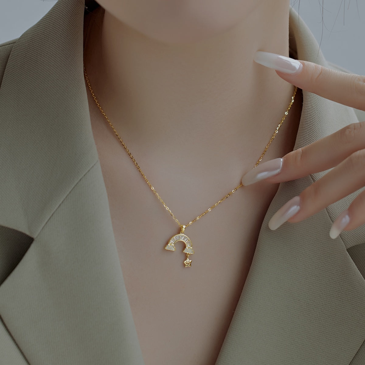 [Love's Uplift]Unique Rainbow Star Necklace