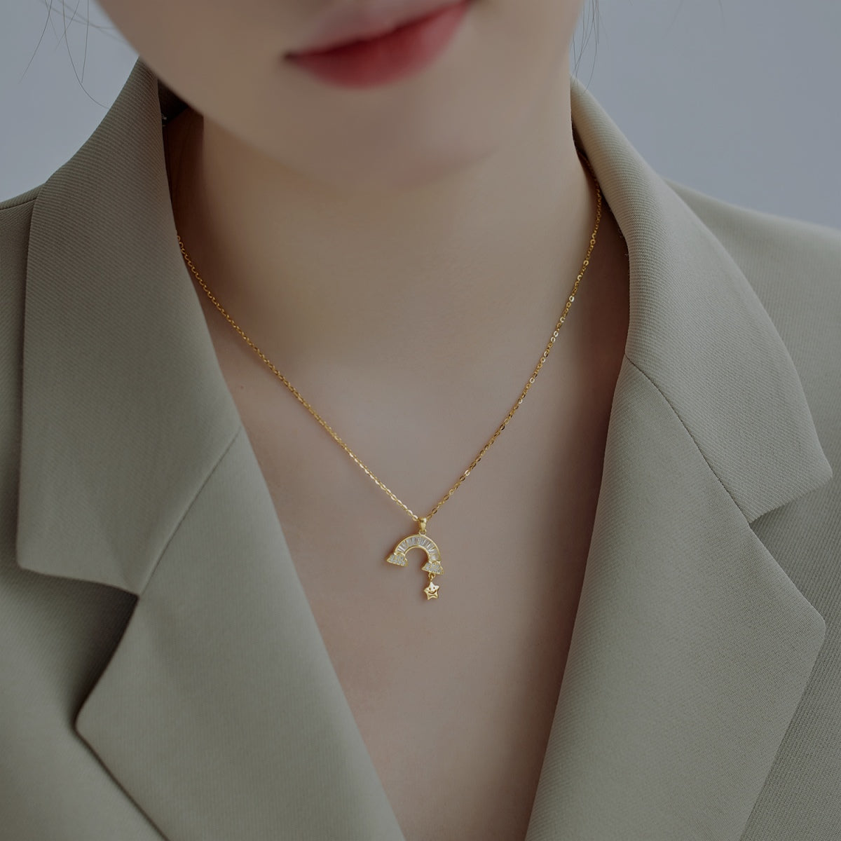 [Love's Uplift]Unique Rainbow Star Necklace
