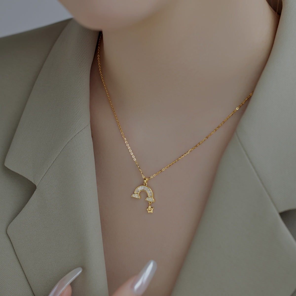 [Love's Uplift]Unique Rainbow Star Necklace