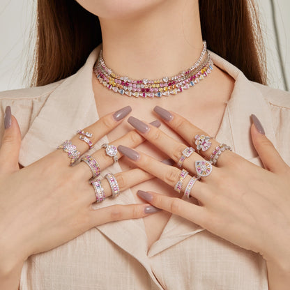 [Love's Uplift]Delicate Colorful Rainbow Tennis Chain