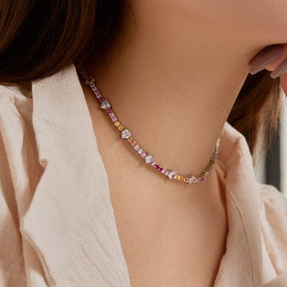 [Love's Uplift]Delicate Colorful Rainbow Tennis Chain
