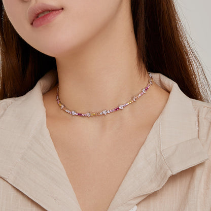 [Love's Uplift]Delicate Colorful Rainbow Tennis Chain