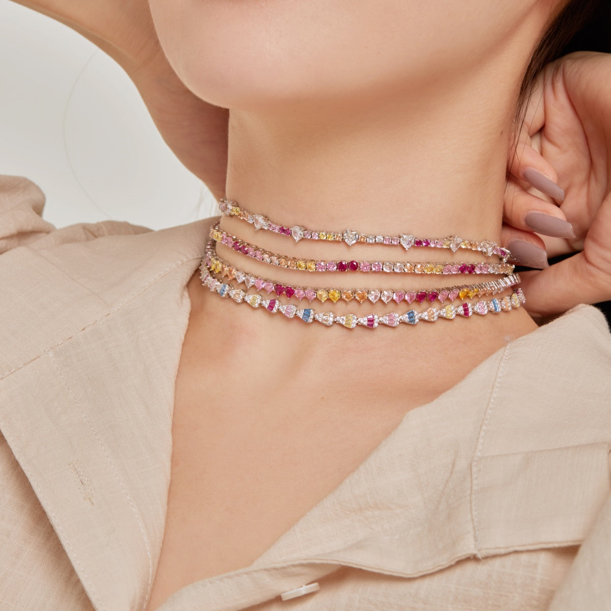 [Love's Uplift]Delicate Colorful Rainbow Tennis Chain