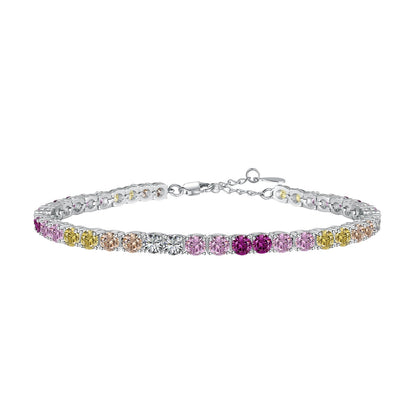 [Love's Uplift]Radiant Colorful Round Cut Tennis Bracelet