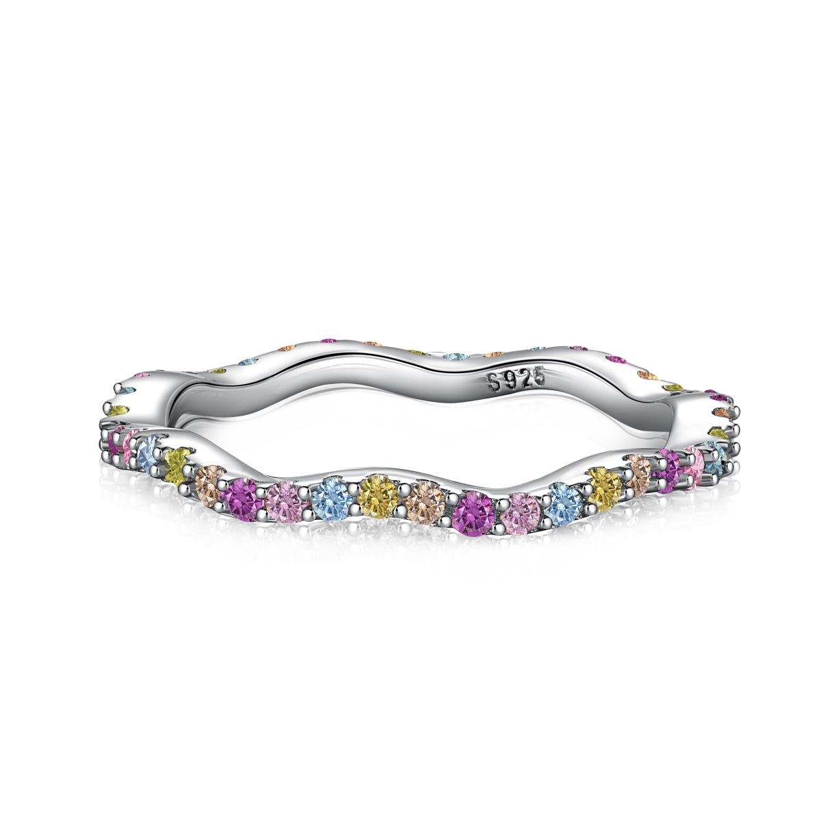 [Love's Uplift]Dainty Colorful Round Cut Party Ring
