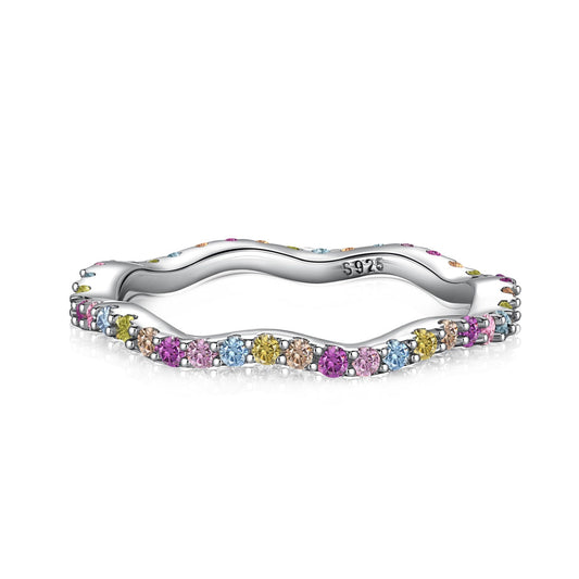 [Love's Uplift]Dainty Colorful Round Cut Party Ring