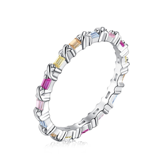 [Love's Uplift]Charming Colorful Round Cut Daily Ring
