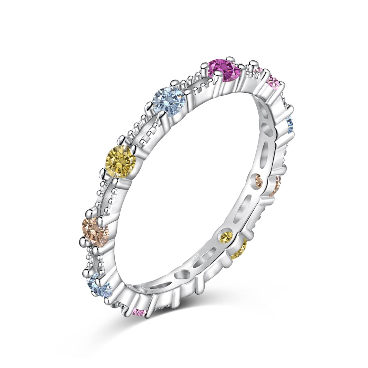 [Love's Uplift]Sparkling Colorful Round Cut Tennis Ring