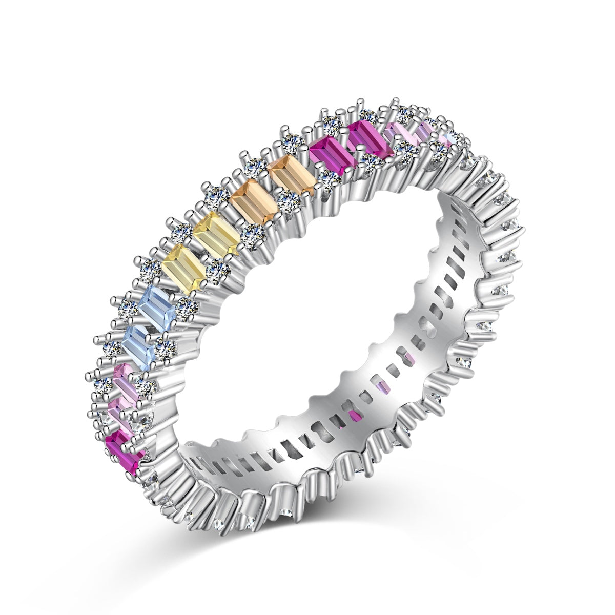 [Love's Uplift]Splashy Ornate Emerald Cut Cocktail Ring