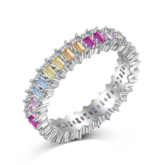 [Love's Uplift]Splashy Ornate Emerald Cut Cocktail Ring