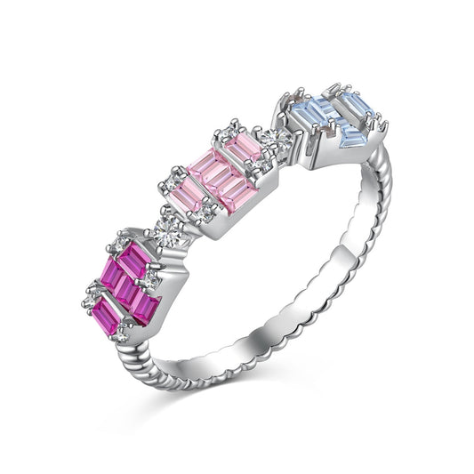 [Love's Uplift]Unique Colorful Emerald Cut Party Ring