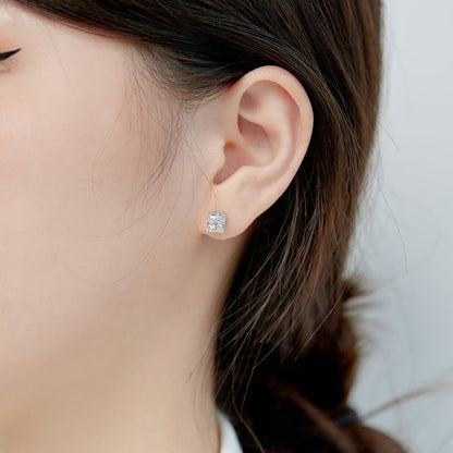 [Love's Uplift]1.0 Carat Radiant Princess Cut Wedding Earrings