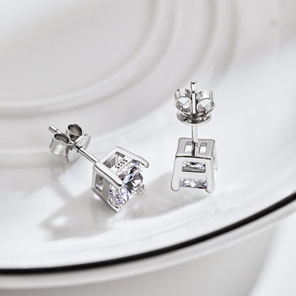 [Love's Uplift]1.0 Carat Radiant Princess Cut Wedding Earrings