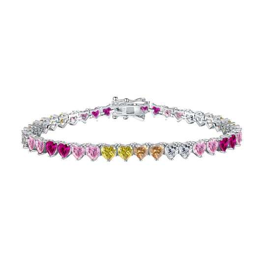 [Love's Uplift]Luxurious Colorful Romantic Heart Shape Lover Bracelet