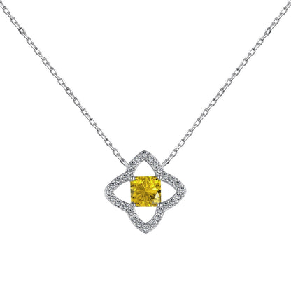 [Love's Uplift]Exquisite Flower Shape Princess Cut Necklace